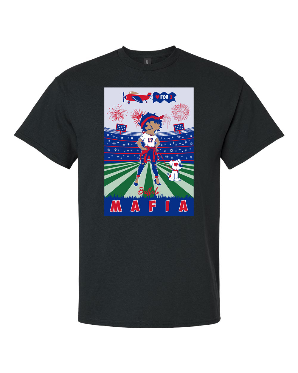 betty boop cartoon buffalo football black t-shirt design sports apparel support your team