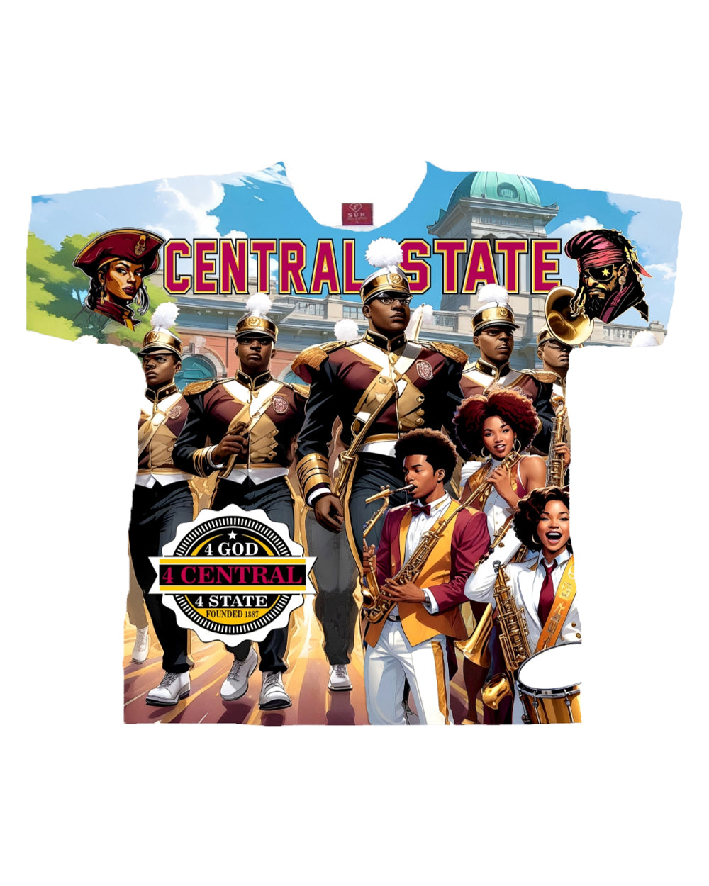 central state college 4 god 4 central 4 state t-shirt black school urban apparel