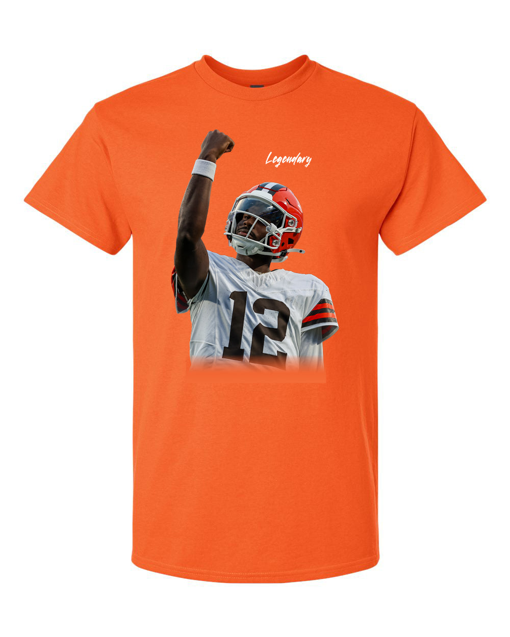cleveland football shedeur sanders quarterback legendary number 12 orange t-shirt sports fan