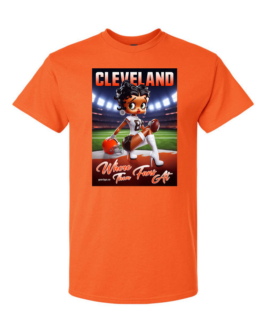betty boop where them fans at cleveland football stadium sports apparel tshirt