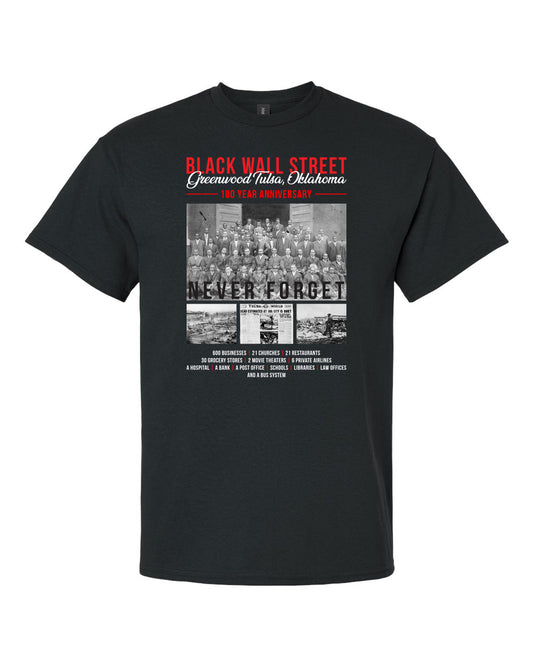 black all street greenwood tulsa oklahoma never forget t-shirt black history apparel