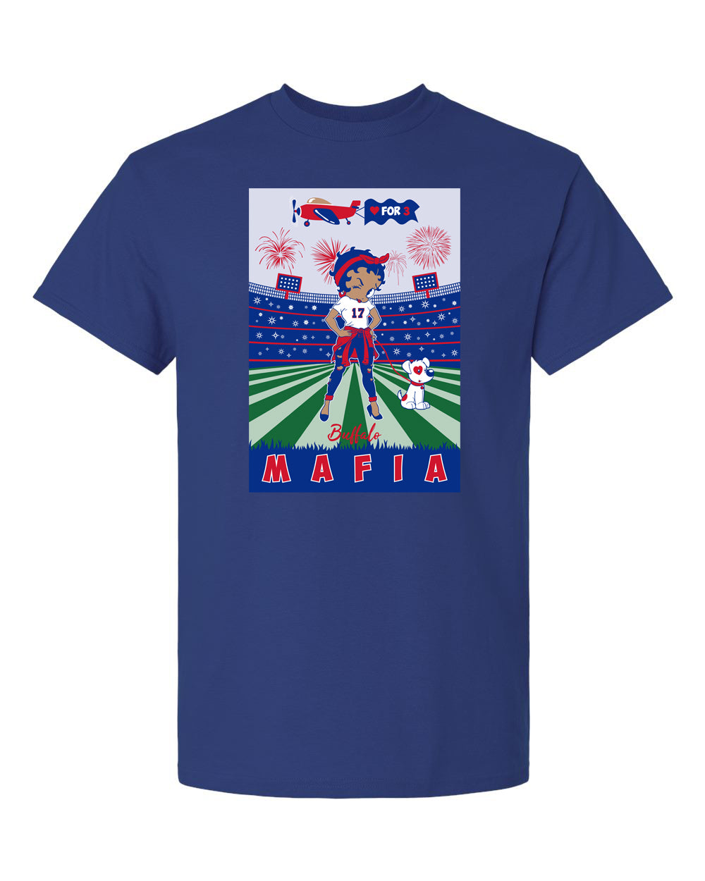 betty boop character buffalo mafia football sports fan blue t-shirt dog cute art girls apparel