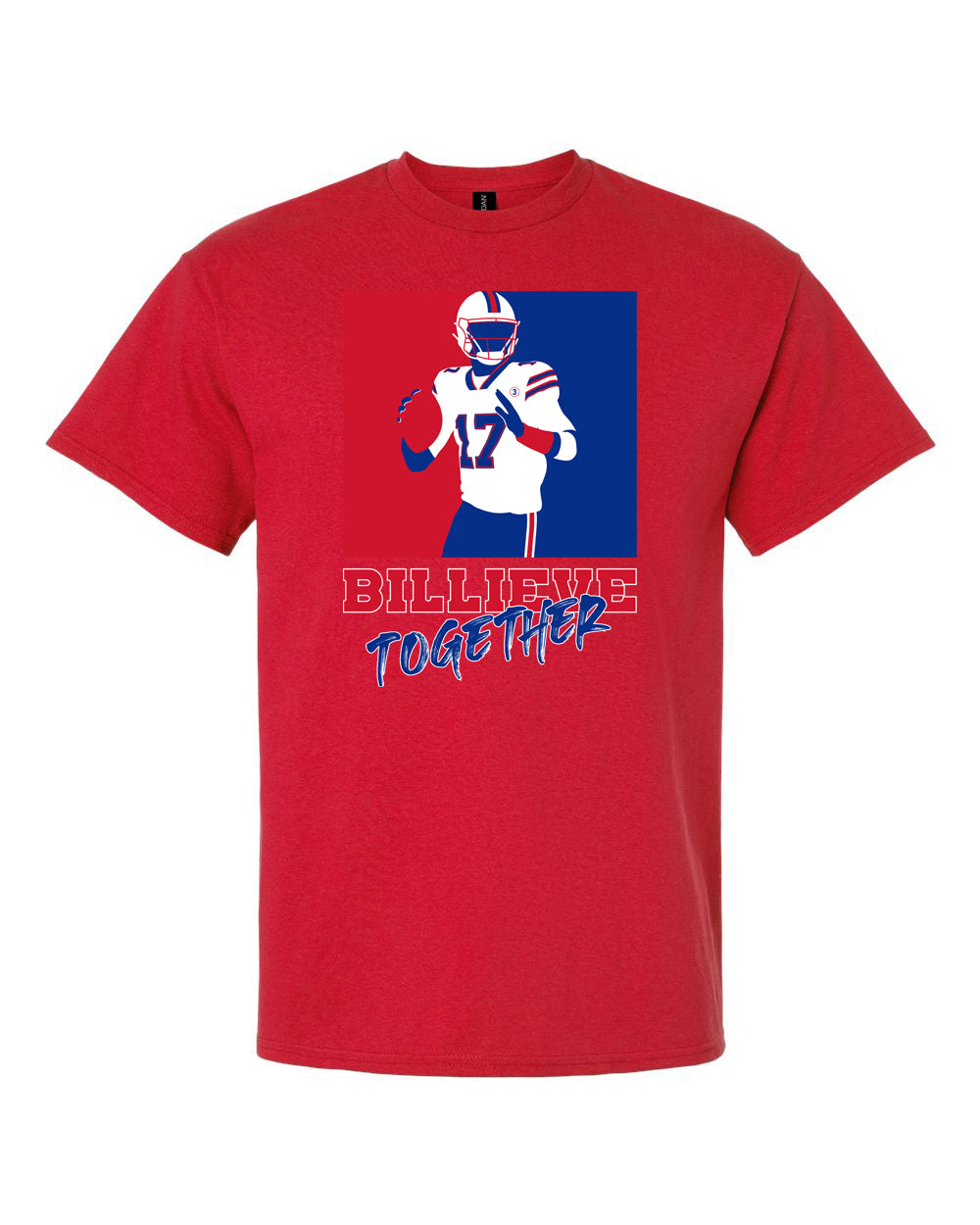 billieve together buffalo football sports fan red t-shirt apparel athletic