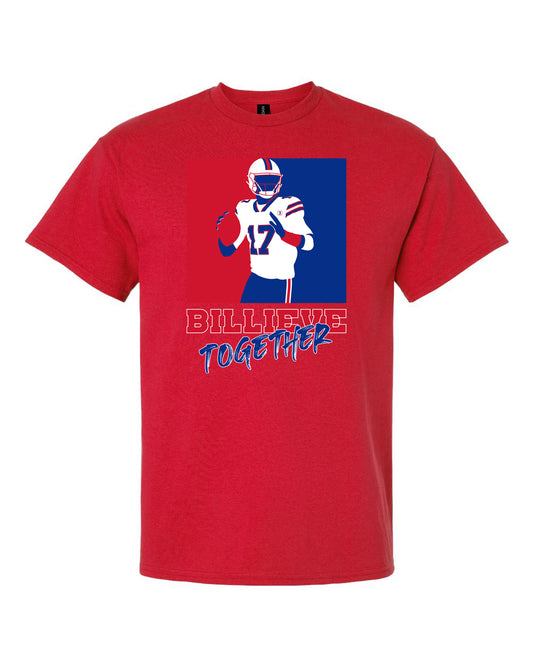 billieve together buffalo football sports fan red t-shirt apparel athletic