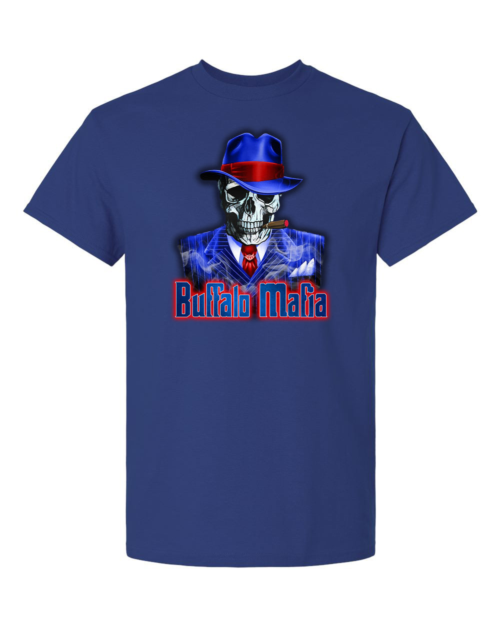 buffalo mafia football gangster movie skull blue t-shirt sports apparel fan