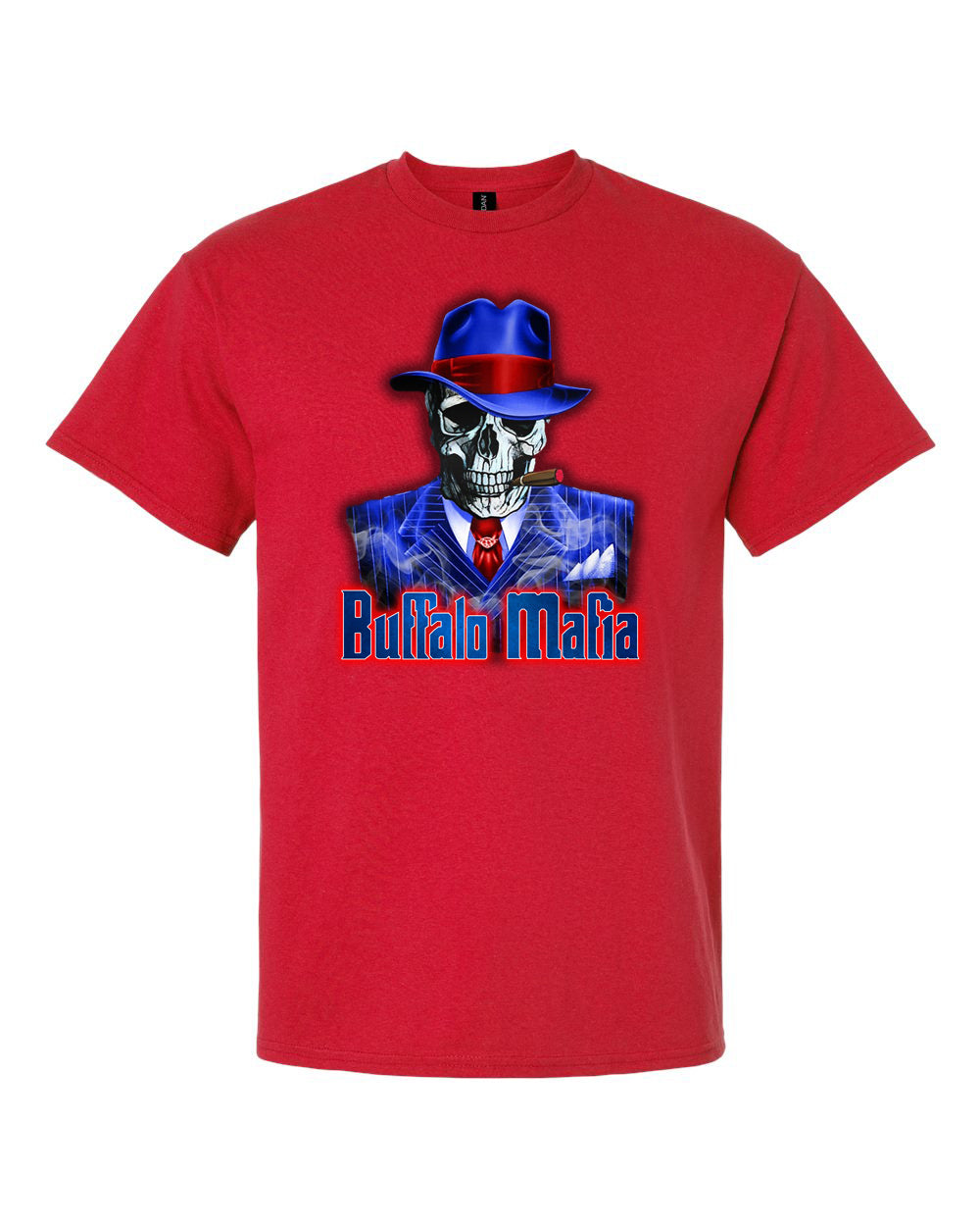 buffalo mafia football gangster movie skull red t-shirt sports apparel fan