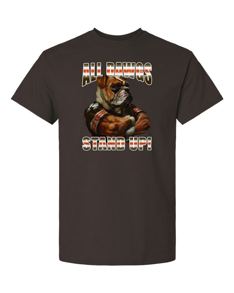 cleveland football all dawgs stand up brown t-shirt sports apparel