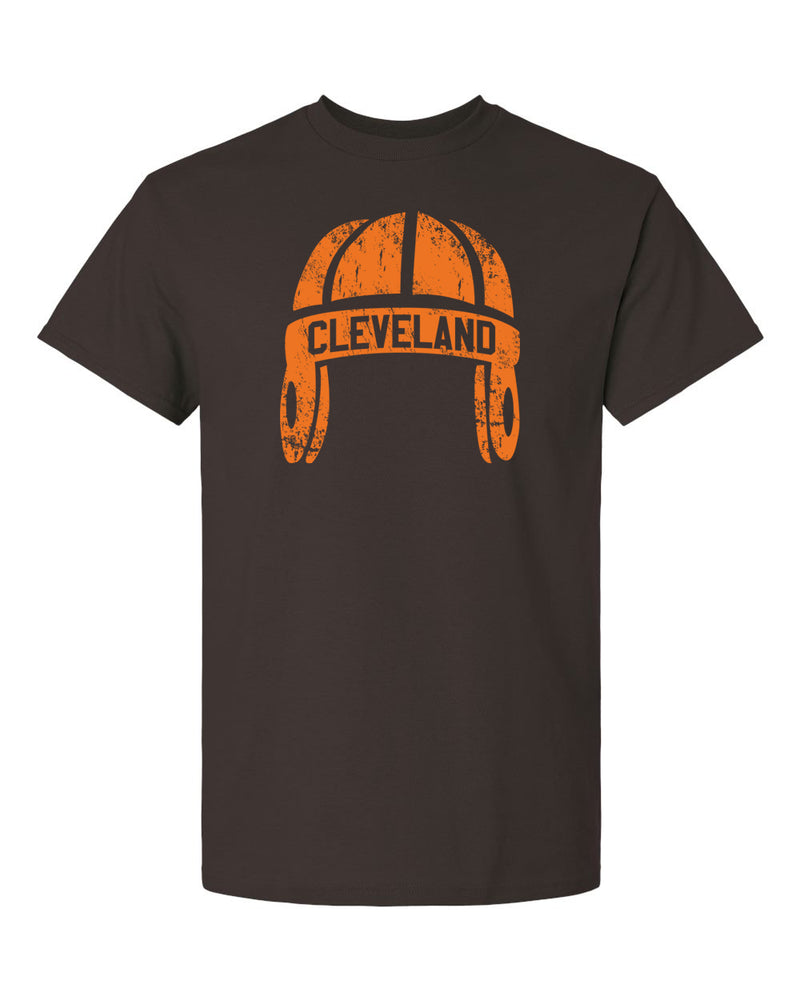 cleveland football leather helmet vintage brown t-shirt