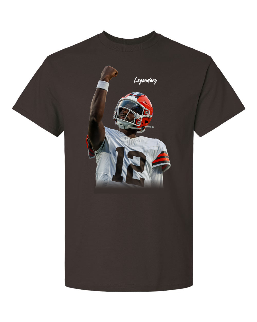 cleveland football shedeur sanders quarterback legendary number 12 brown t-shirt sports fan