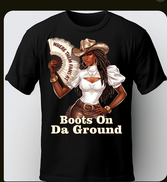 Cowgirl boots on ground