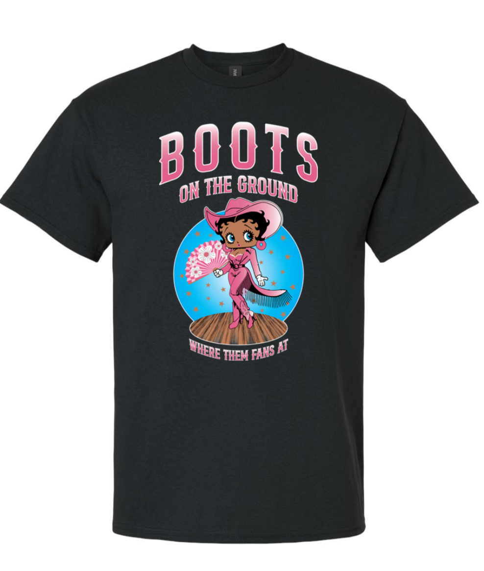 Betty Boop Boots on the Ground Where Them Fans At T-Shirt